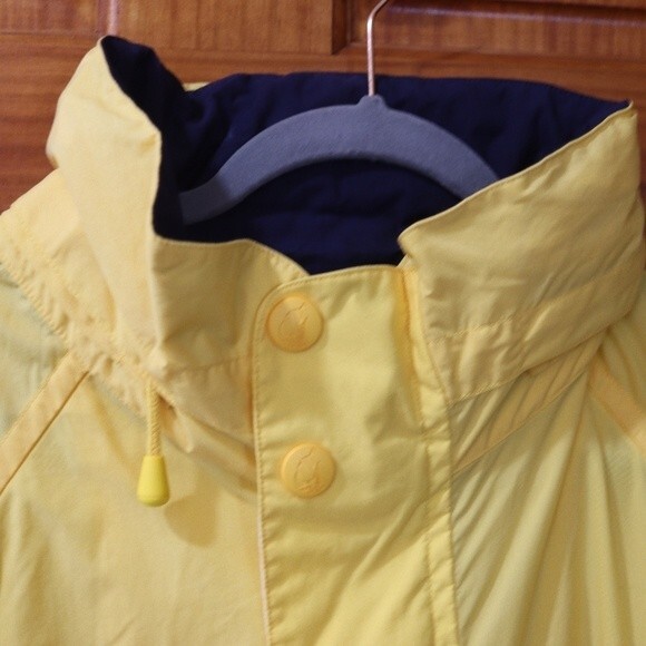 Nautica Yellow Vented Hidden Hood Nylon Windbreaker Jacket XL Preppy Sailing - Picture 6 of 16